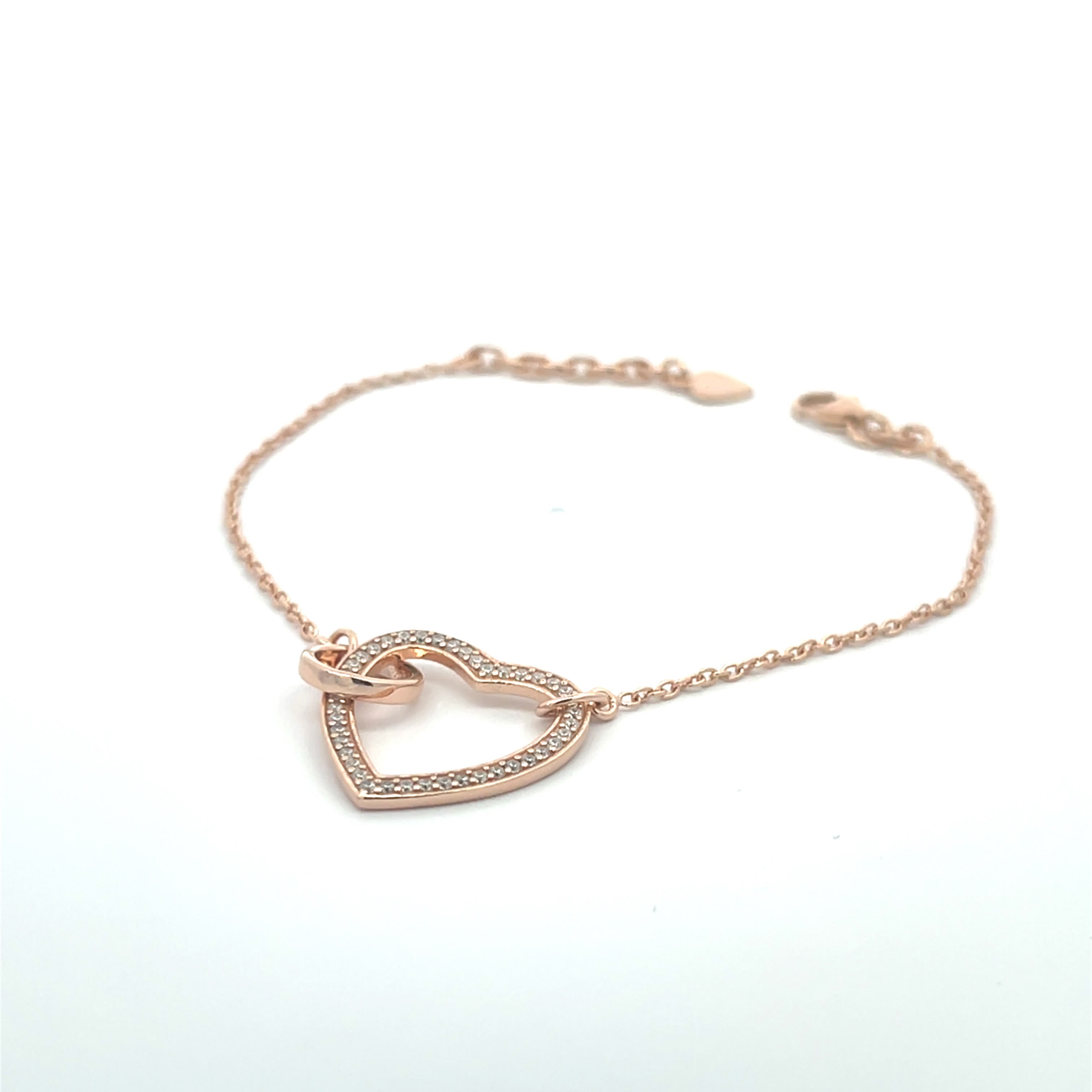 Heart charm bracelet with stones